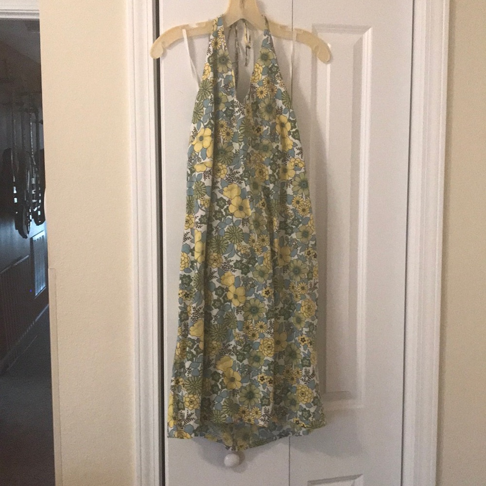 Printed cotton halter dress